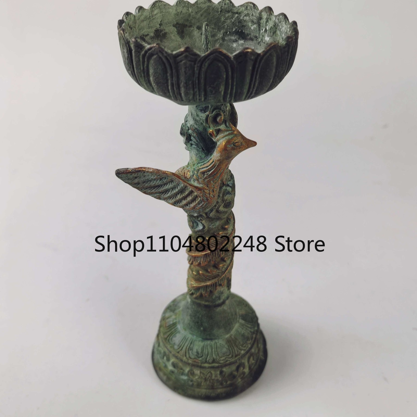 Collectible Vintage Lamps - Old Bronze Relief carved Gilded phoenix