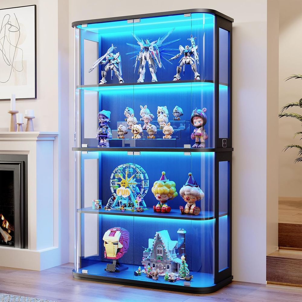 Collectible & Vintage Dolls For Christmas - Large Rounded Display Cabinet with Glass