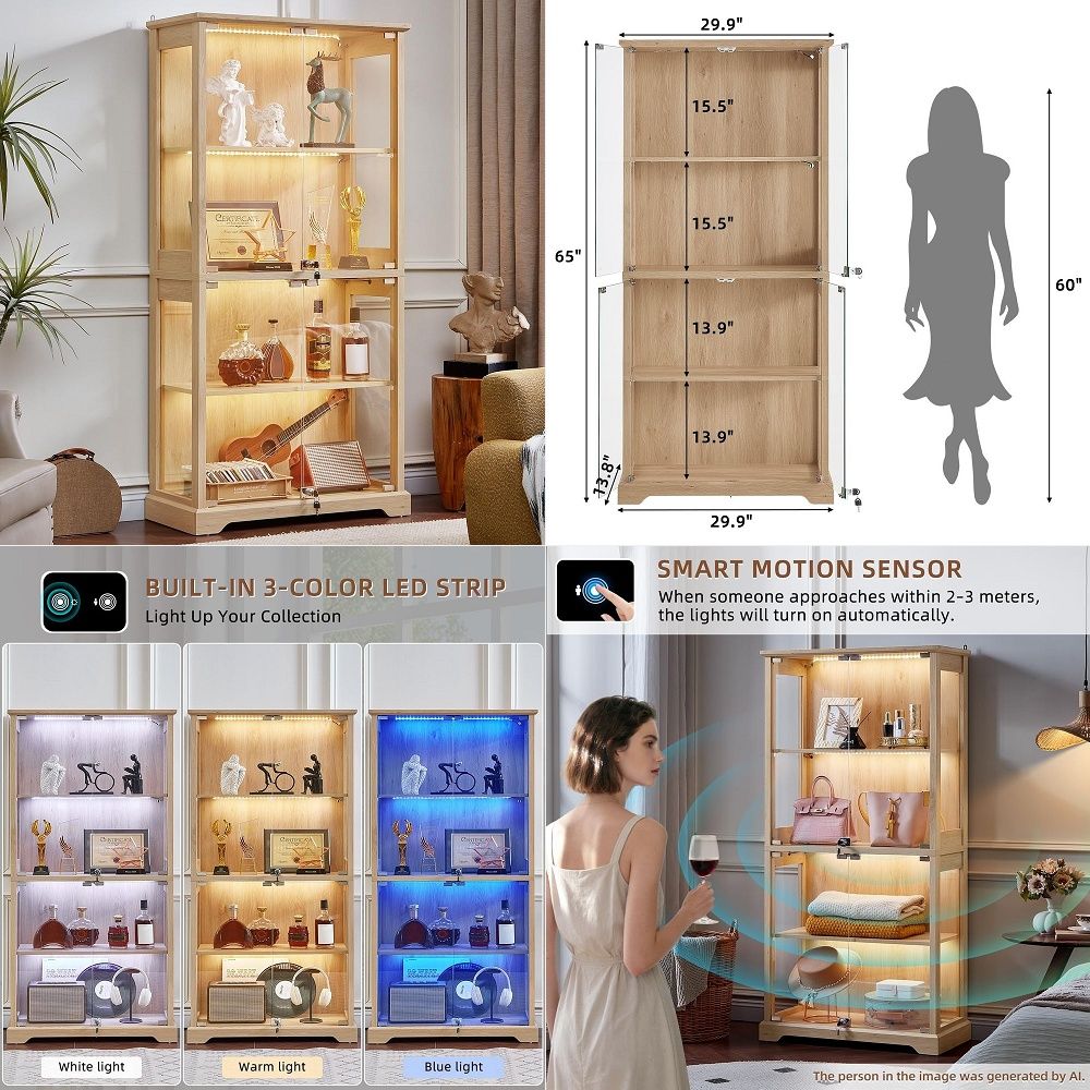 Collectible & Vintage Dolls For Christmas - Farmhouse Glass Display Cabinet with Doors,