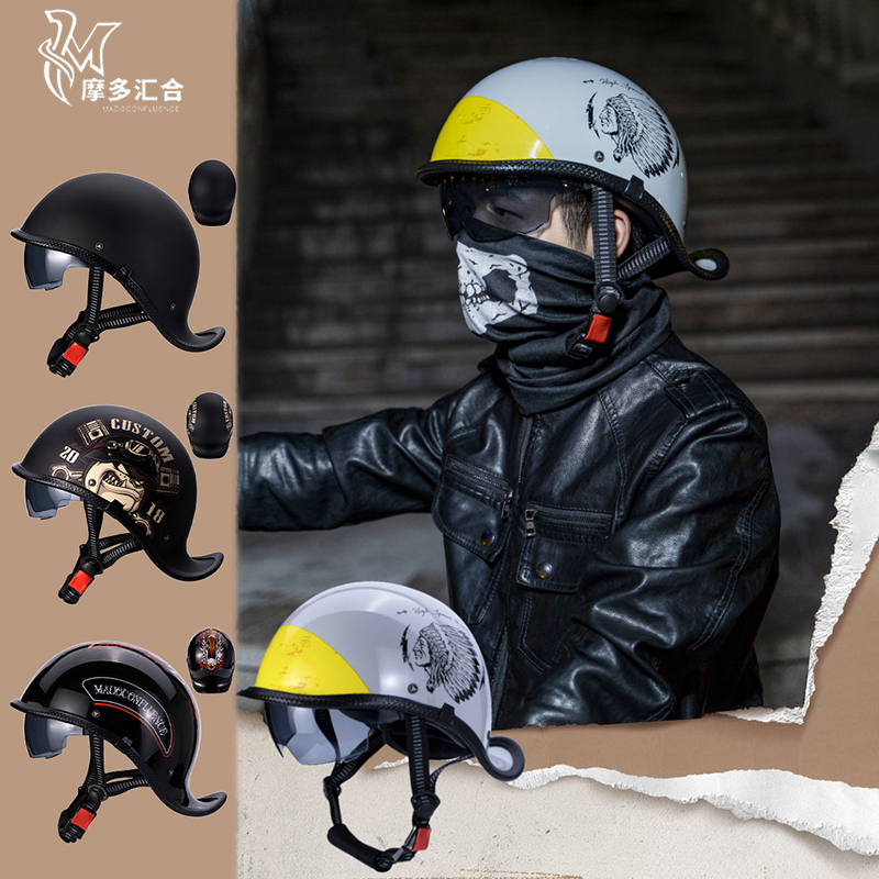 Retro Motorcycle Helmets for M - Lens Cap Vintage 评论和价格