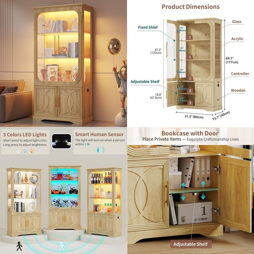 Display Cabinet with Glass Doo - Collectible & Vintage Dolls For Christmas 评论和价格
