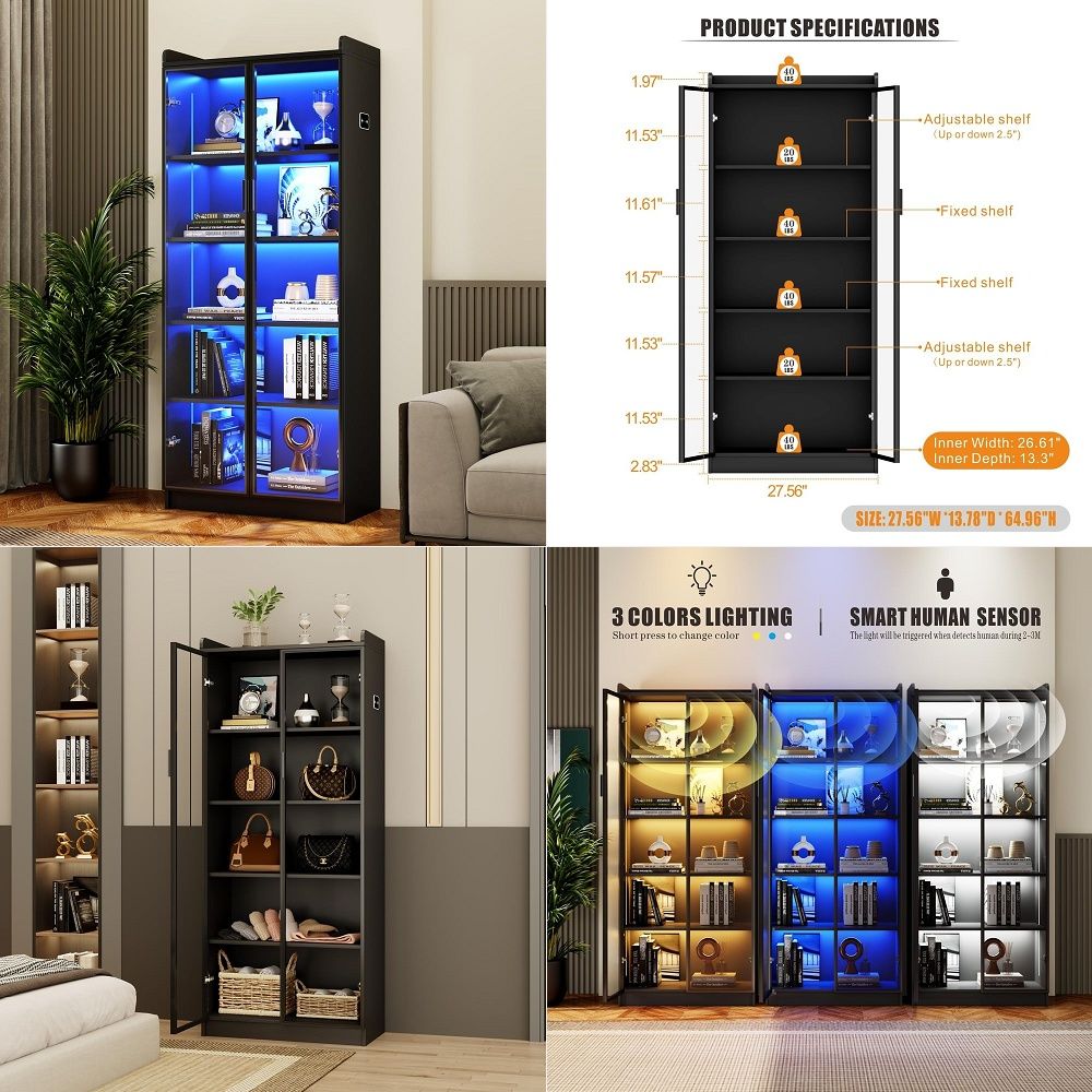 Display Cabinet with Adjustabl - Collectible & Vintage Dolls For Christmas 评论和价格