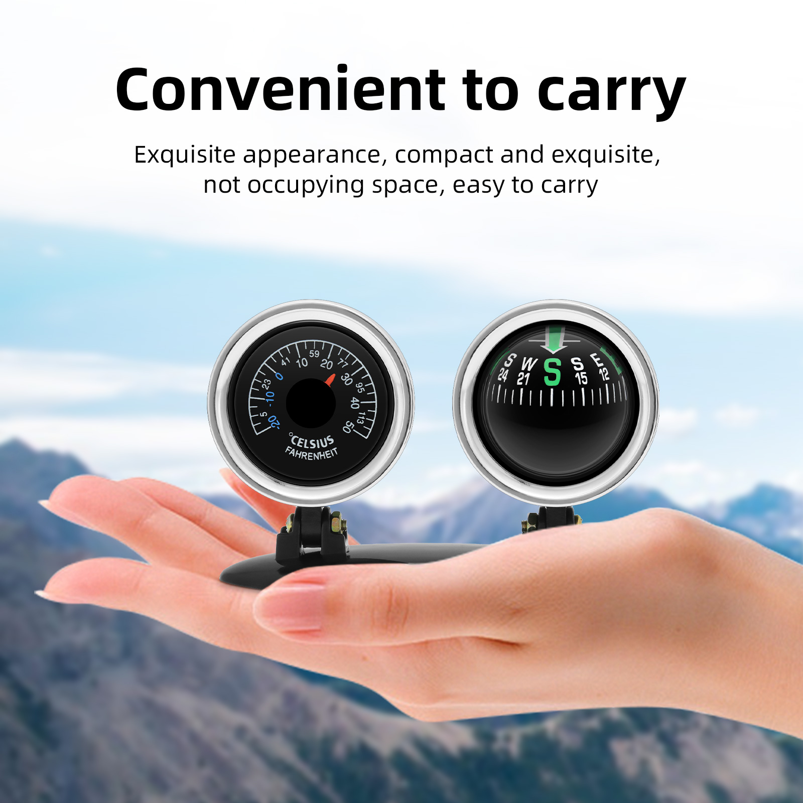 Car Ornaments Compass Thermome - Analog Meter Gauge 评论和价格