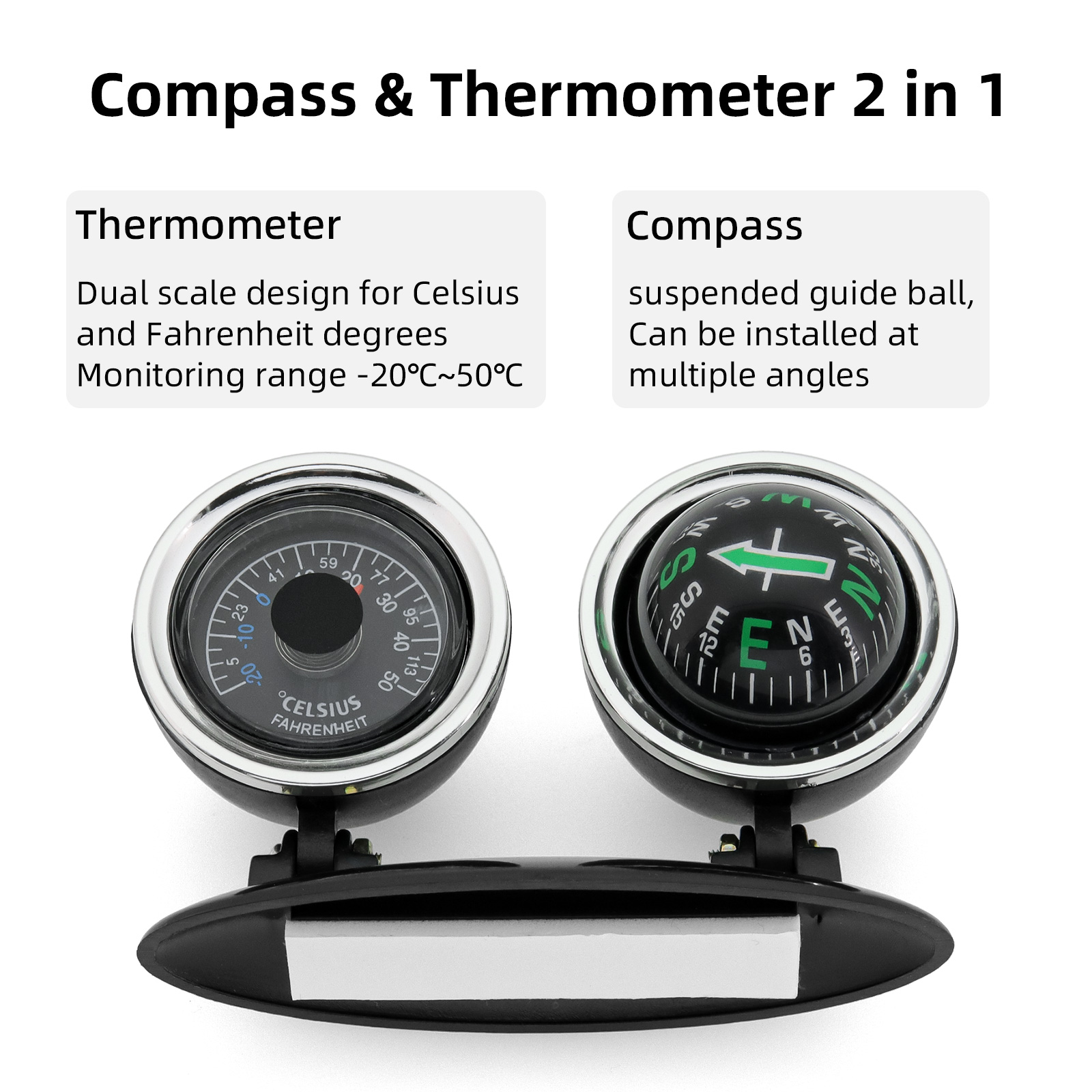 Car Ornaments Compass Thermome - Analog Meter Gauge 评论和价格